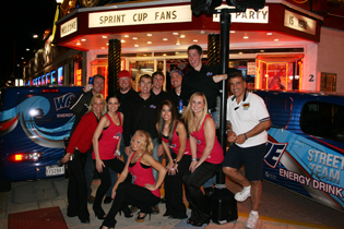 Mike Bliss Driver of the number 36 Wave Racing Energy Drink Chevrolet with his Hot pit crew!