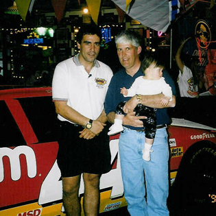 Danny with Driver David Green who drove the number 44 Slim Jim car in the busch series.