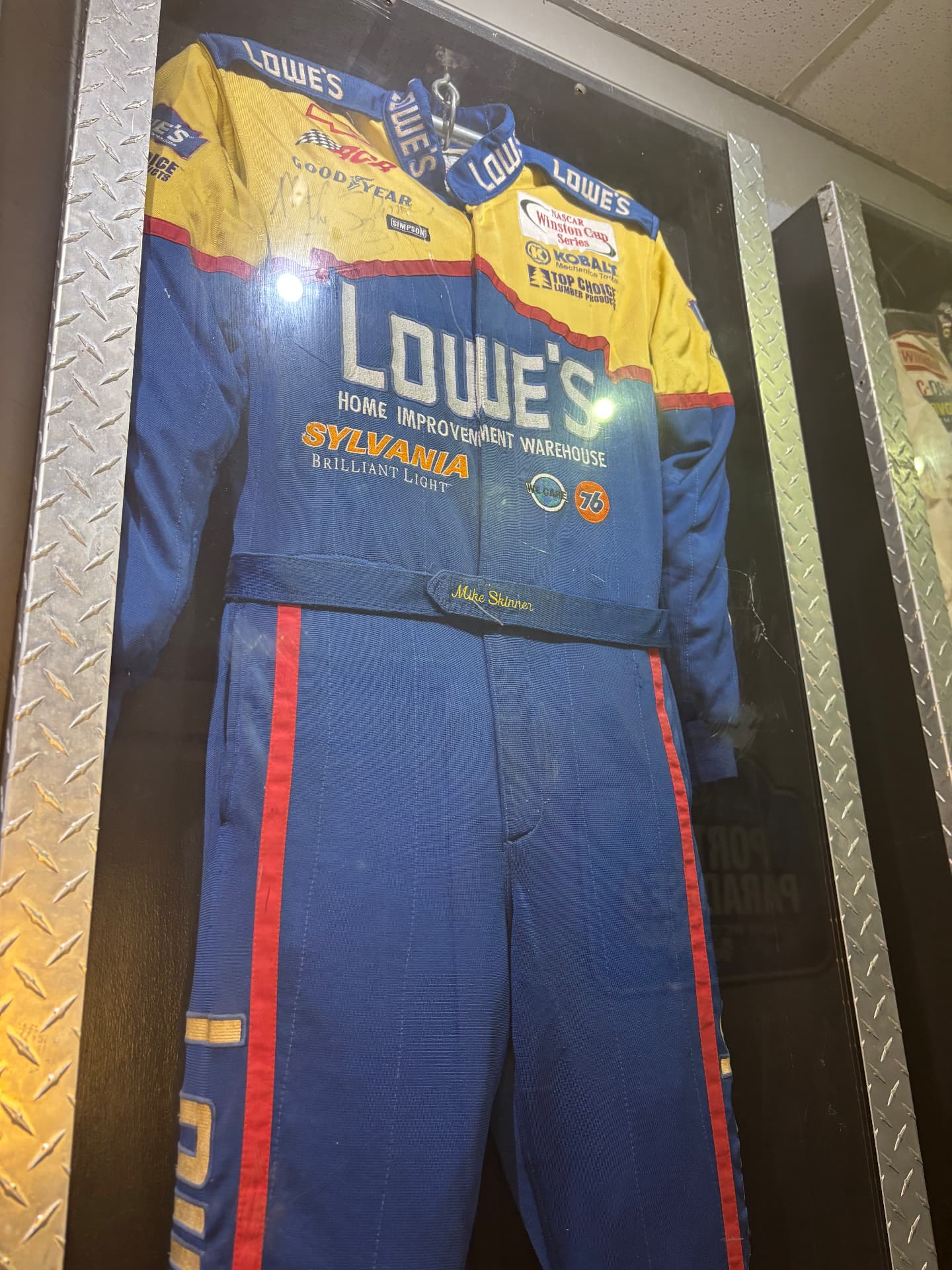 Mark Martin's authentic racing firesuit on display at Cruisin Café